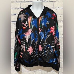 NWT Adidas Girls' Print Tricot Floral Jacket Size Large 14